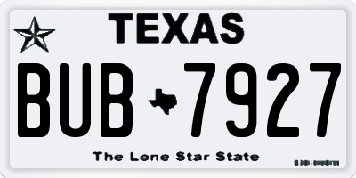 TX license plate BUB7927