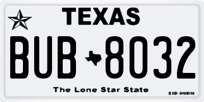 TX license plate BUB8032