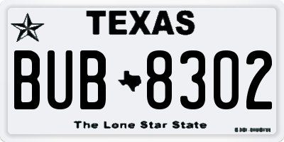 TX license plate BUB8302