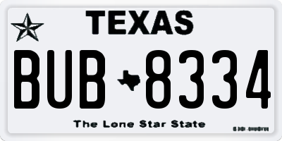 TX license plate BUB8334