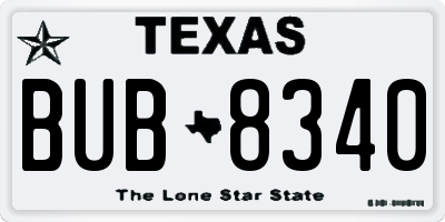 TX license plate BUB8340