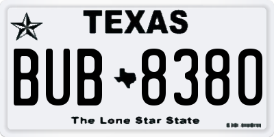 TX license plate BUB8380