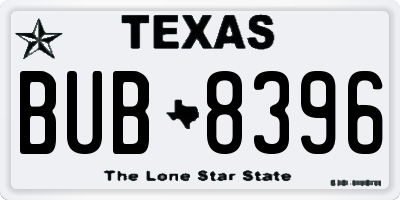 TX license plate BUB8396