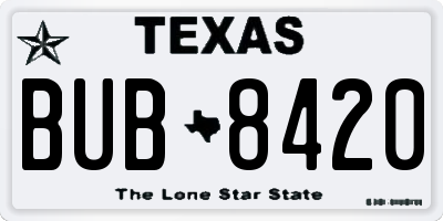 TX license plate BUB8420