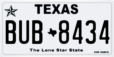 TX license plate BUB8434