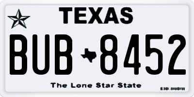 TX license plate BUB8452