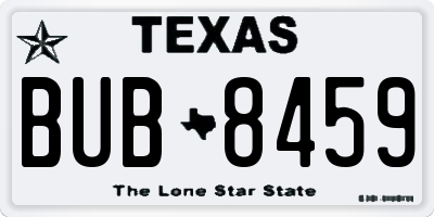 TX license plate BUB8459