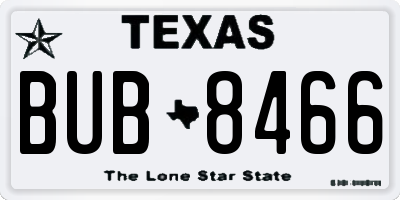 TX license plate BUB8466