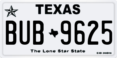 TX license plate BUB9625