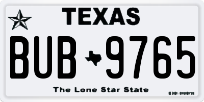 TX license plate BUB9765