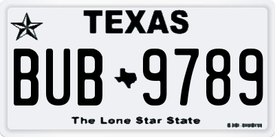 TX license plate BUB9789