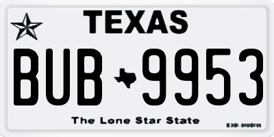 TX license plate BUB9953