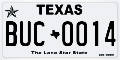 TX license plate BUC0014