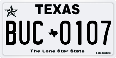 TX license plate BUC0107