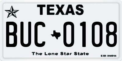 TX license plate BUC0108