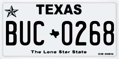 TX license plate BUC0268