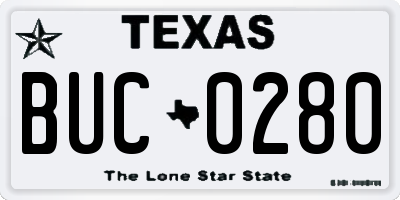 TX license plate BUC0280