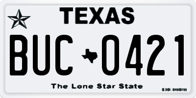 TX license plate BUC0421