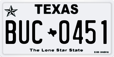 TX license plate BUC0451