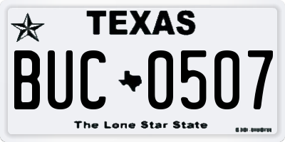 TX license plate BUC0507