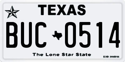 TX license plate BUC0514