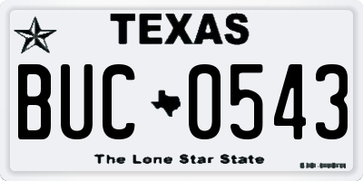 TX license plate BUC0543