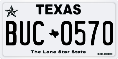 TX license plate BUC0570