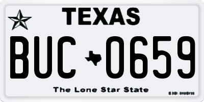 TX license plate BUC0659