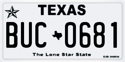 TX license plate BUC0681