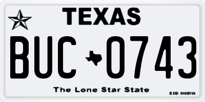 TX license plate BUC0743