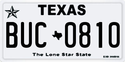 TX license plate BUC0810