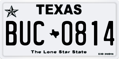 TX license plate BUC0814