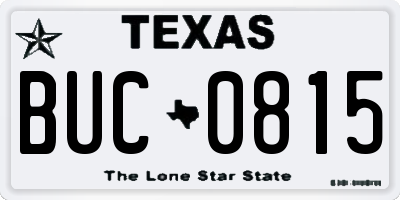 TX license plate BUC0815