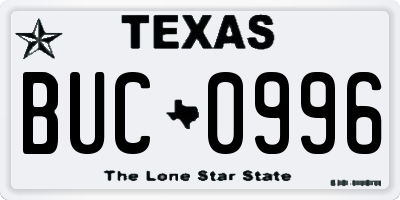 TX license plate BUC0996
