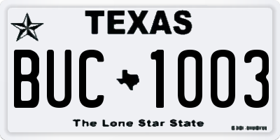 TX license plate BUC1003