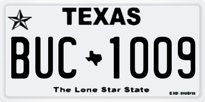 TX license plate BUC1009