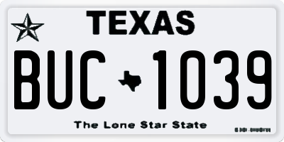 TX license plate BUC1039