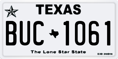 TX license plate BUC1061