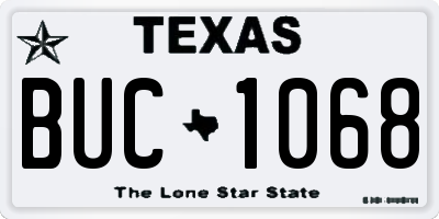 TX license plate BUC1068