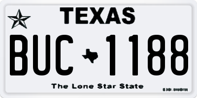 TX license plate BUC1188