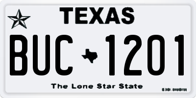 TX license plate BUC1201