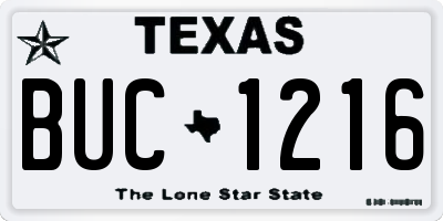 TX license plate BUC1216