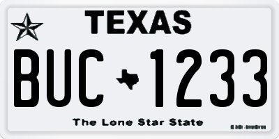 TX license plate BUC1233