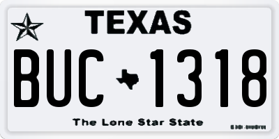 TX license plate BUC1318