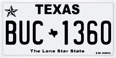 TX license plate BUC1360