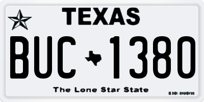 TX license plate BUC1380