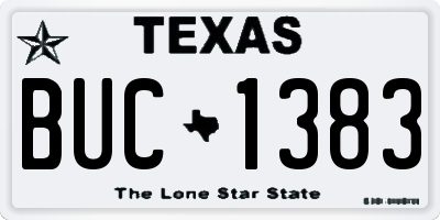 TX license plate BUC1383