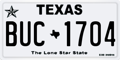 TX license plate BUC1704