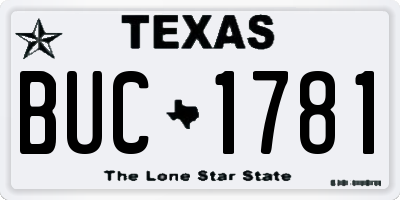 TX license plate BUC1781