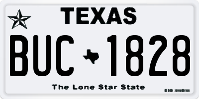 TX license plate BUC1828